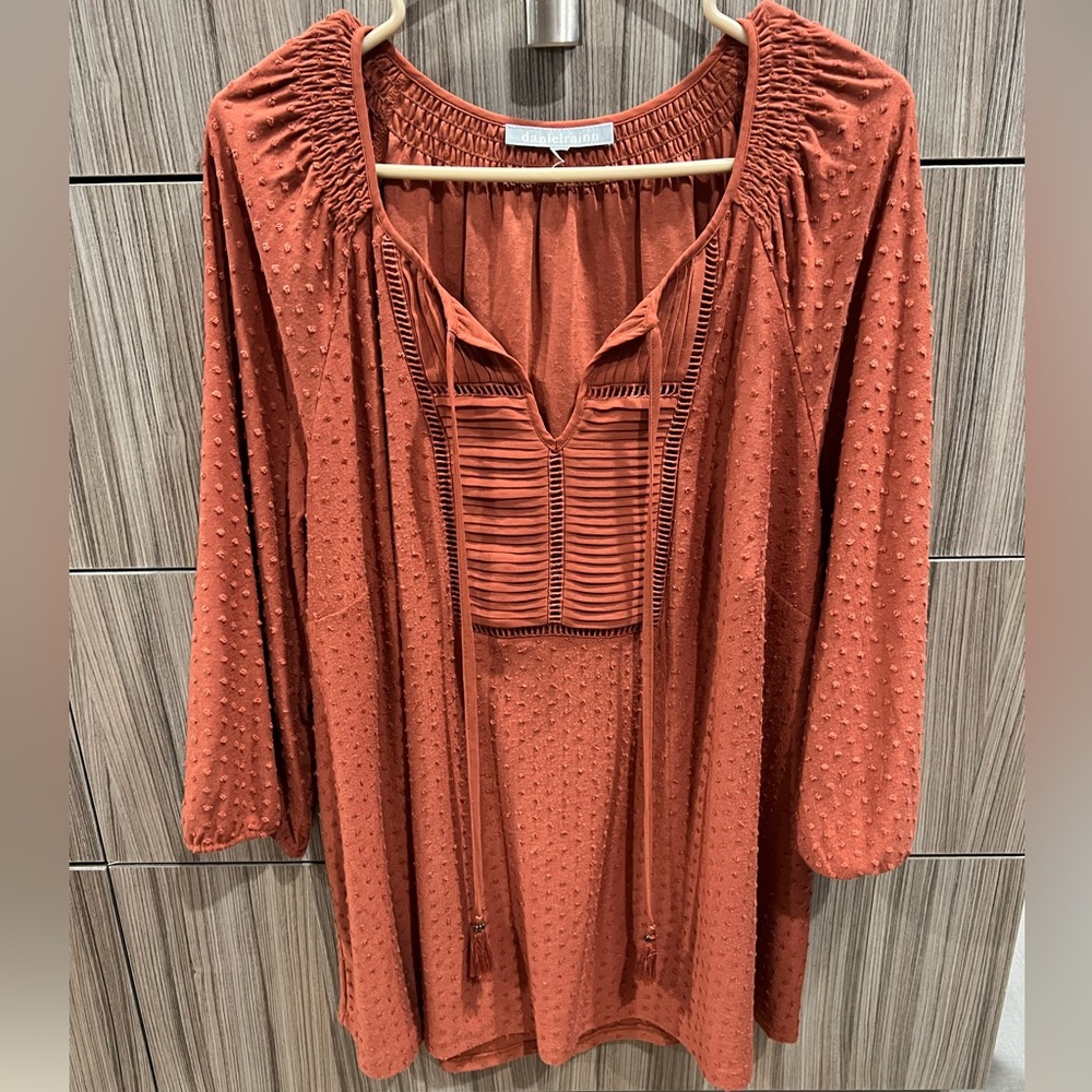 Daniel Rainn 3/4 Sleeve Tassel Knit Top